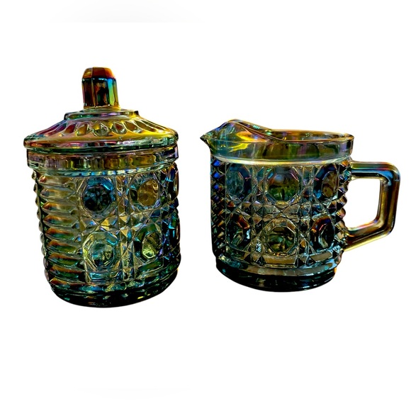 Vintage Indiana Glass Windsor Royal
Brighton sugar bowl with a lid and creamer. - Picture 3 of 7